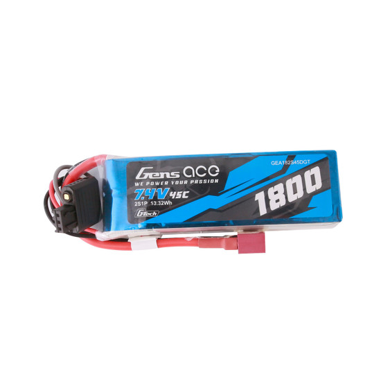Gens Ace 1800mAh 2S LiPo Battery (Deans 45C 7.4V G-Tech) GEA182S45DGT