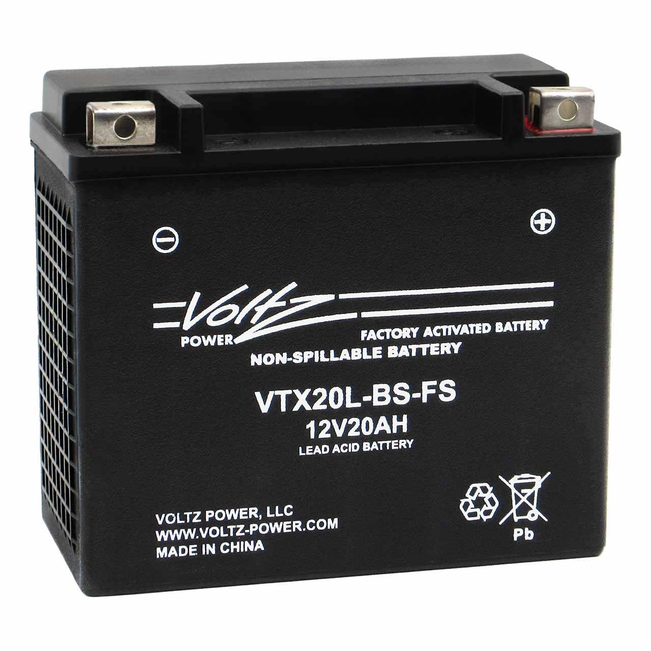Voltz VTX20L-BS-FS AGM Powersport Battery – Replaces YTX20L-BS and