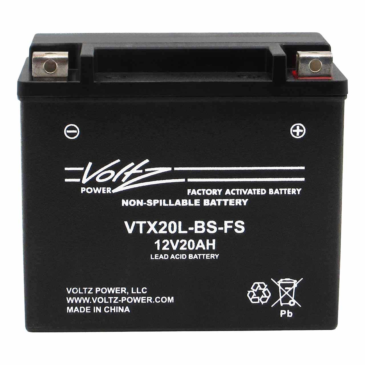 Voltz VTX20L-BS-FS AGM Powersport Battery – Replaces YTX20L-BS and