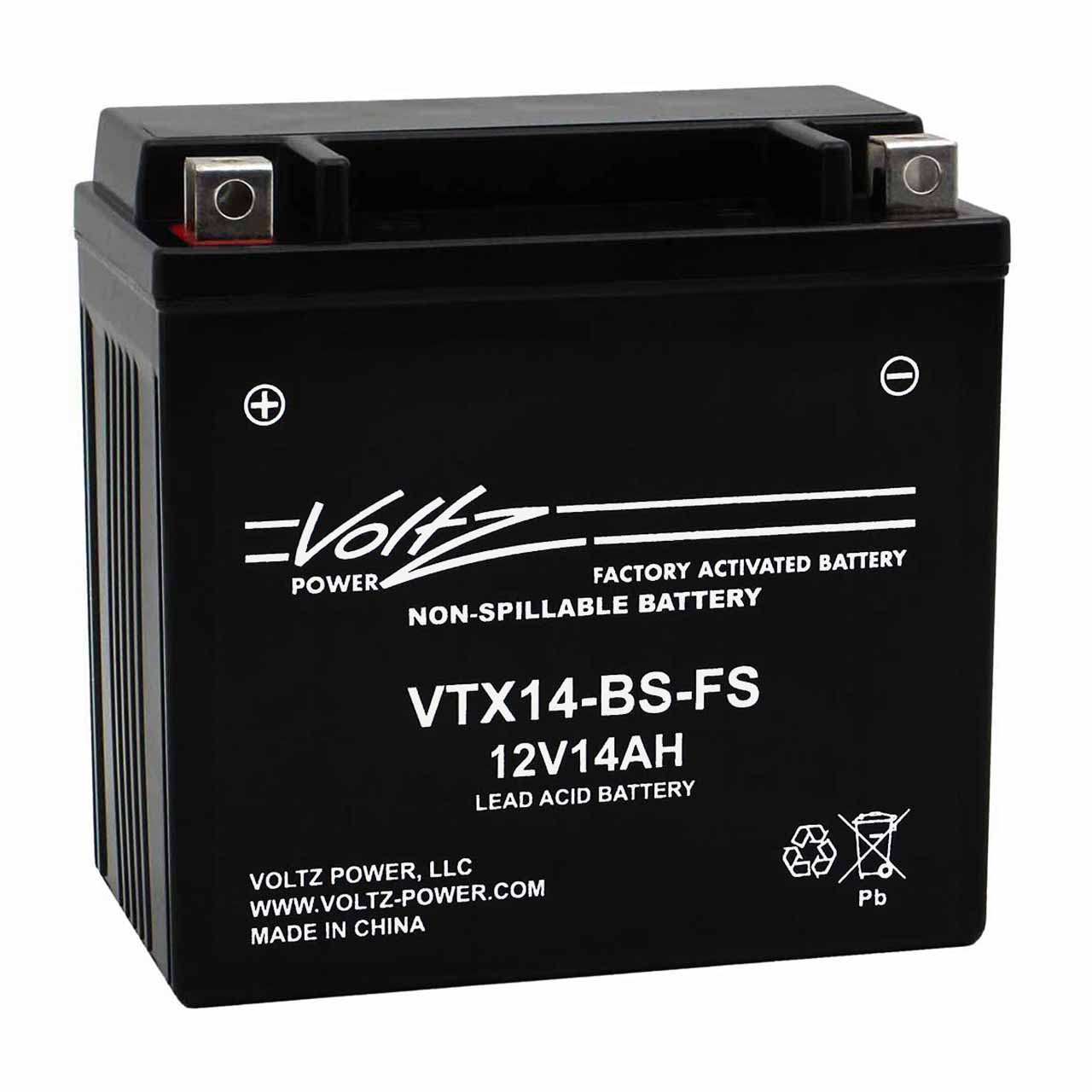 Voltz VTX14-BS-FS AGM Powersport Battery – Replaces YTX14-BS