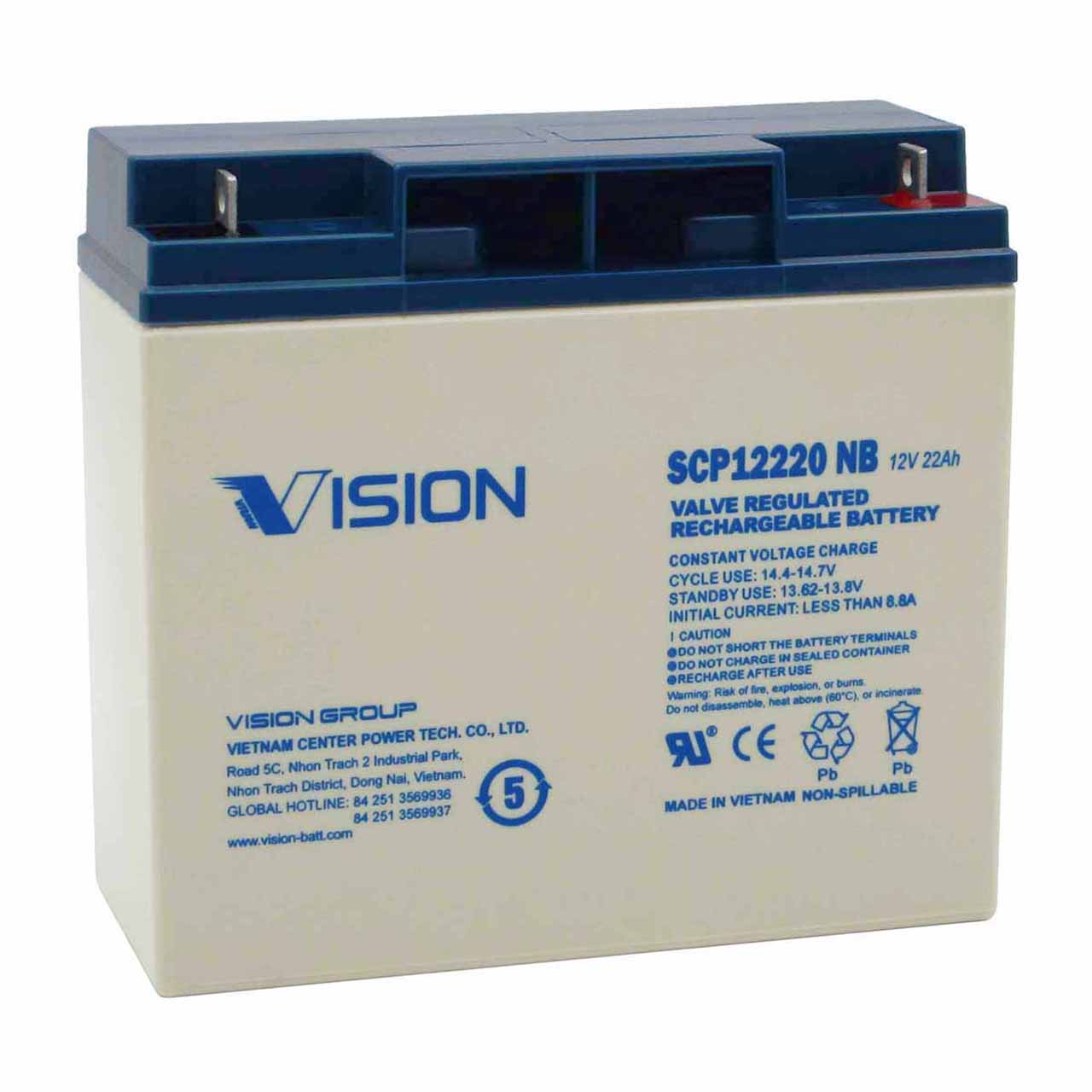 Vision 12V 22Ah UPS Battery with NB Terminals – Replaces DURDC12-20NB