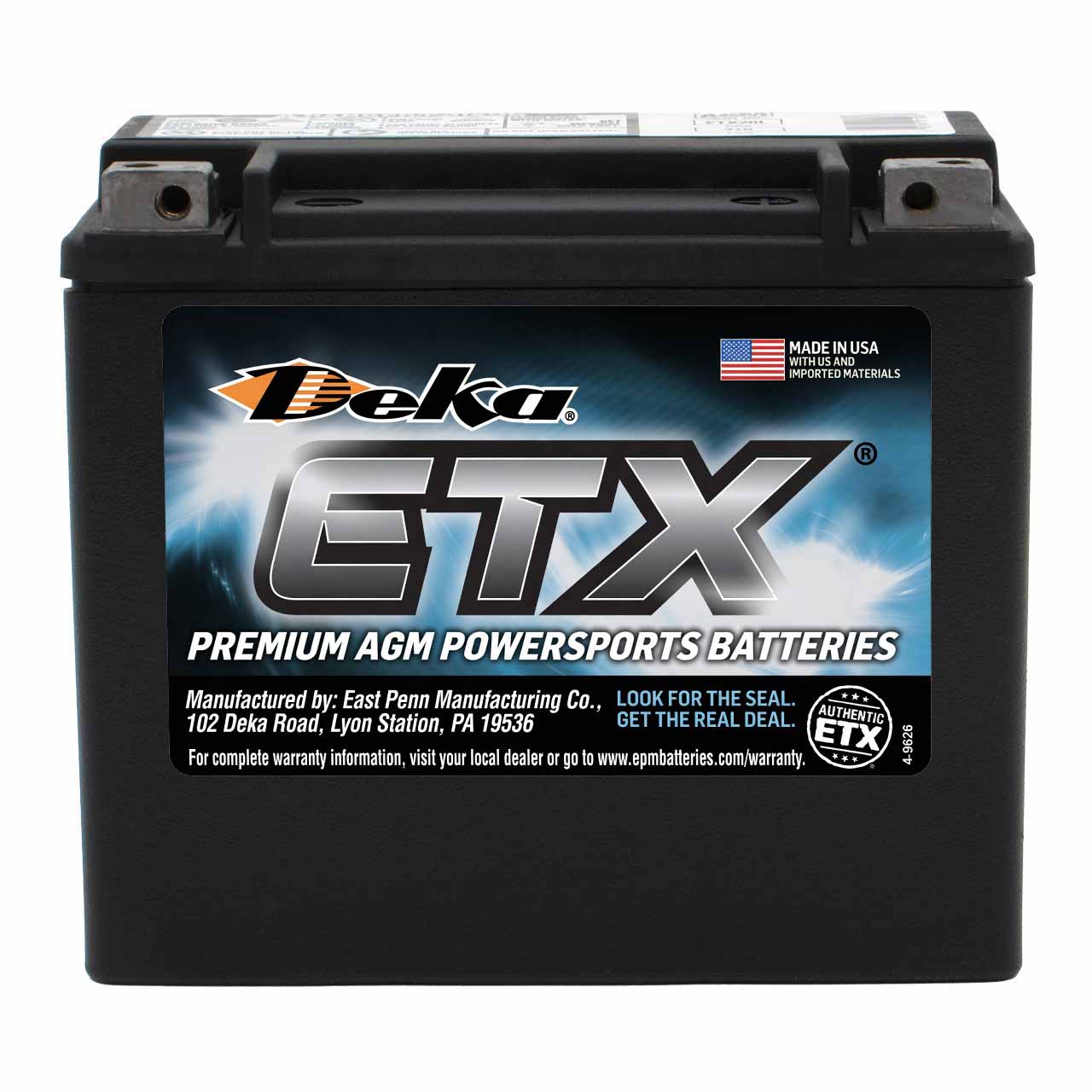 Deka ETX20L AGM Powersport Battery – Replaces YTX20L-BS & YTX20HL-BS