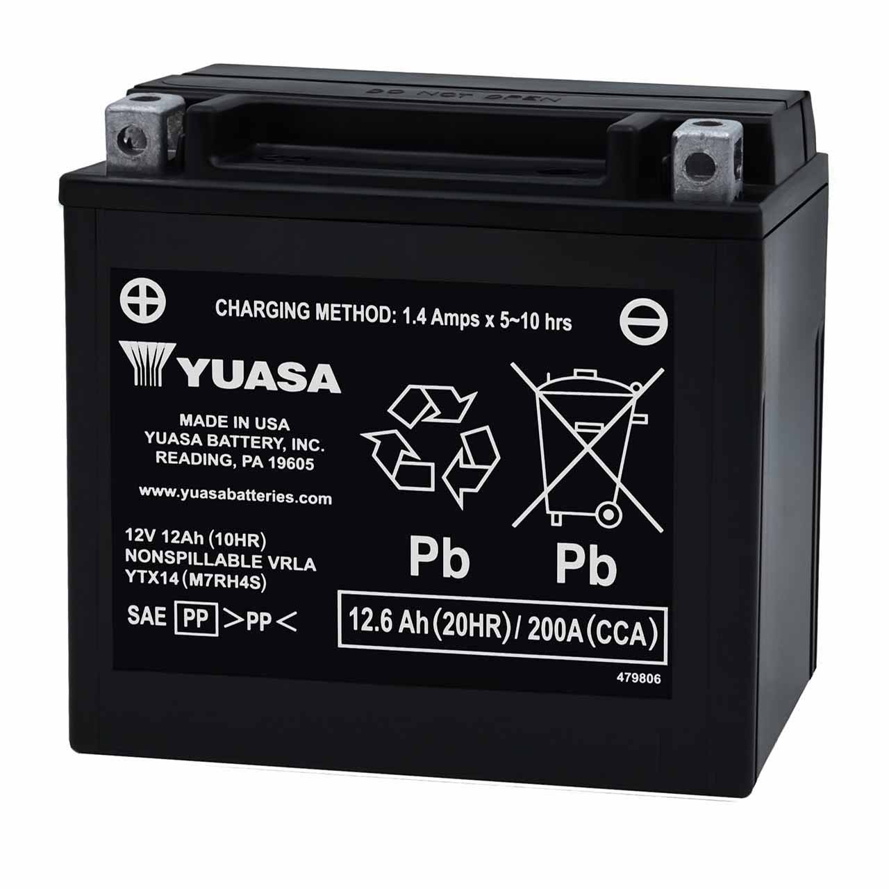 Yuasa YTX14 AGM Powersport Battery - Replaces CTX14-BS & FAYTX14