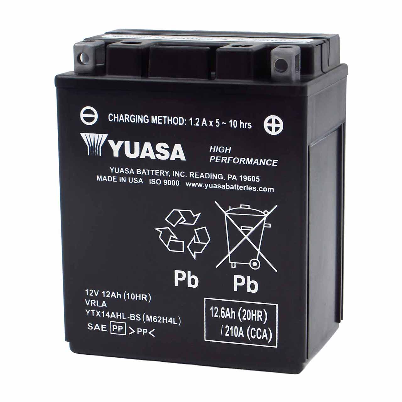 Yuasa YTX14AHL-BS AGM Motorcycle Battery - Replaces ETX15L & YB14L-A2