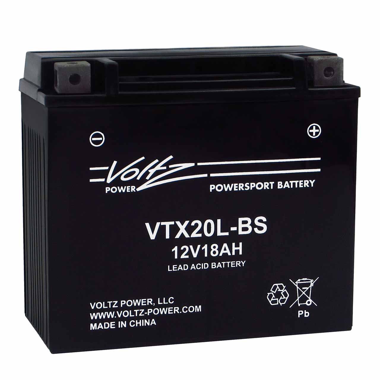 Voltz VTX20L-BS Activated AGM Powersport Battery - Replaces YTX20L-BS