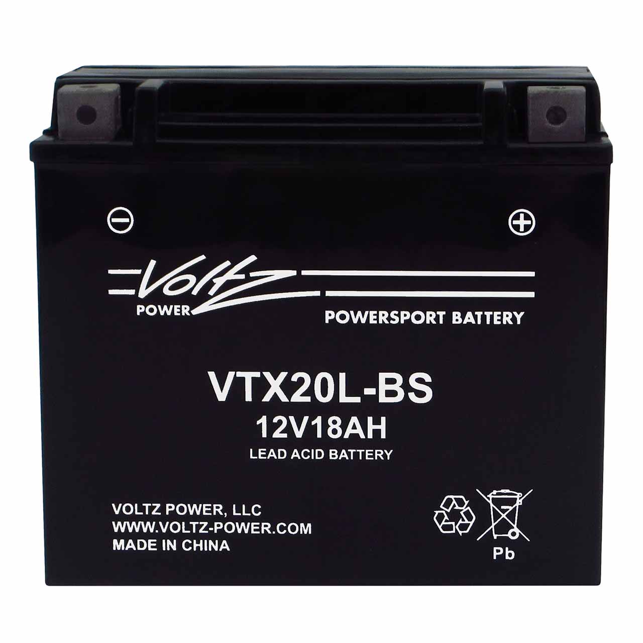 Voltz VTX20L-BS Activated AGM Powersport Battery - Replaces YTX20L-BS