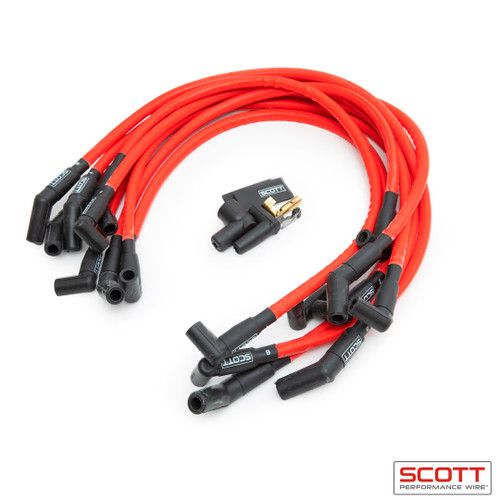 JEGS 555-40299: Hi-Temp Sleeved Spark Plug Wire Set, Fits Small Block  Chevy 262-400 w/HEI Distributor, 8 mm Red, Over Valve Cover Design, 90- degree HEI Distributor Boots