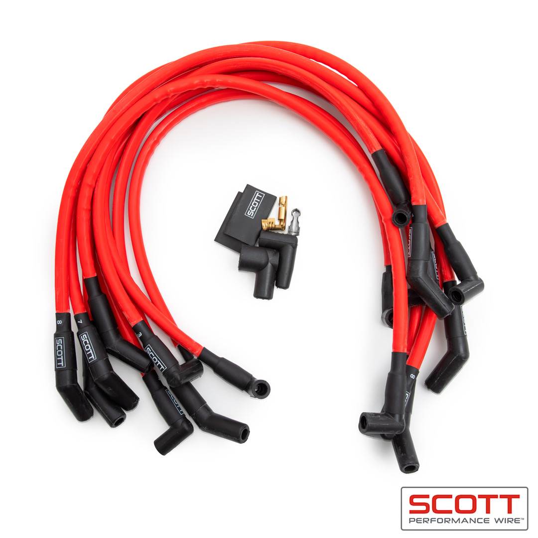 Scott Performance Ch-415-2 Bbc Spark Plug Wire Set 90-Degree - Red