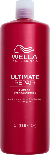 Shampooing-crème léger Wella Ultimate Repair – 1 litre – Nettoie en douceur et renforce les cheveux abîmés