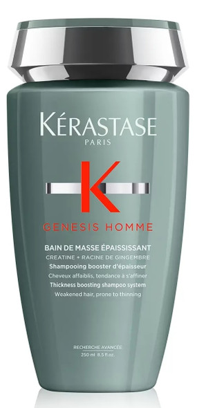 shampooing kérastase genesis homme bain de masse épaississant 250 ml – soin fortifiant pour cheveux affaiblis et clairsemés
