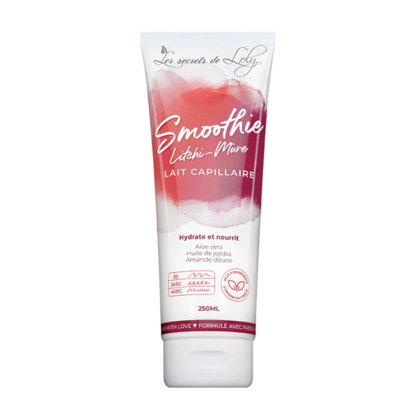 lait capillaire smoothie litchi mure les secrets de loly 250 ml – soin sans rincage hydratant et nourrissant à l’aloe vera, huile de jojoba et amande douce pour cheveux bouclés frisés et crépus