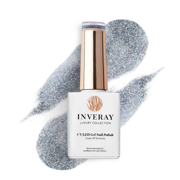 inveray vernis semi permanent 117 twinkle 10 ml – gel polish uv led argent pailleté brillant longue tenue