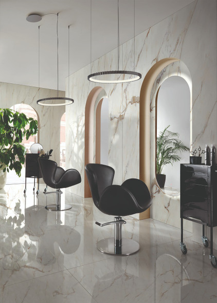 Fauteuil de coiffure base ronde • Hair charlotte • 65 x 63 cm / hauteur réglable 93 – 108 cm