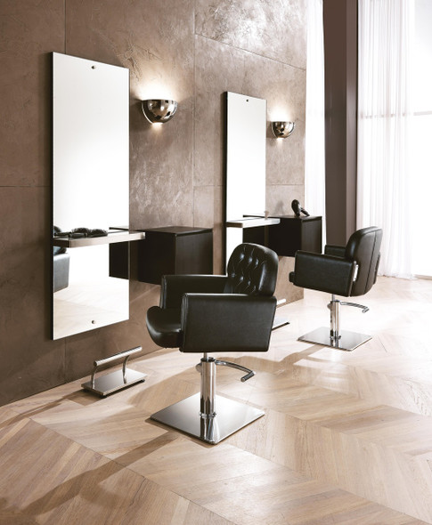 Fauteuil de coiffure base carrée  • Hair Liberty • 62 x 52 cm / hauteur réglable 92 – 104 cm