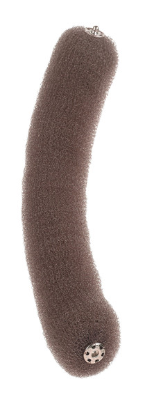 Rouleau à chignon avec fermeture par bouton pression • nylon Marron • 23 cm