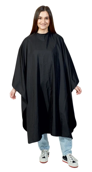 Cape de coupe professionnelle Eco Sibel noire en polyester 100 % recyclé et tissu déperlant