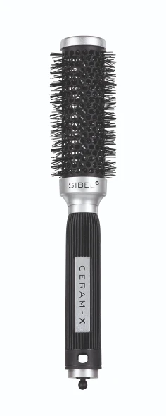 Brosse thermique ronde Ceram-X Sibel 32 mm avec cylindre en céramique, fibres nylon antistatiques et manche noir antidérapant