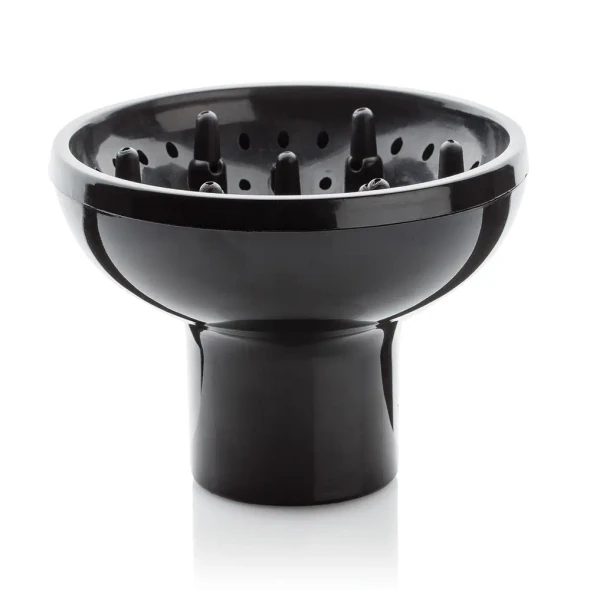 Diffuseur universel noir pour sèche-cheveux à 9 picots avec tête arrondie et forme évasée