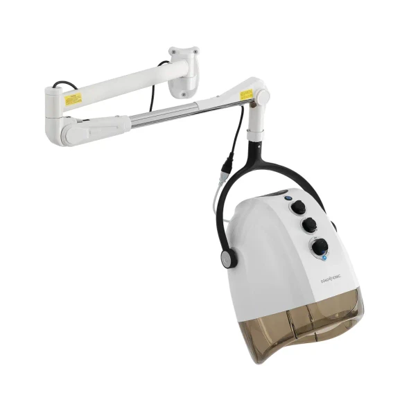 Casque de séchage mural Sthauer Eolo Ionic & Antistatic 1600 blanc avec bras articulé et commandes réglables