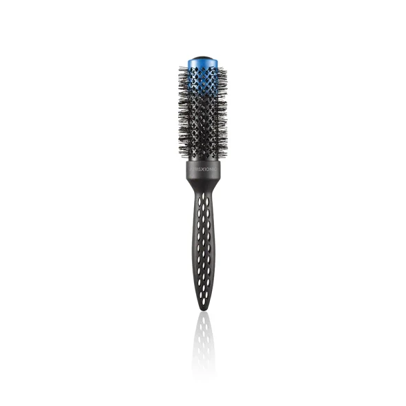 Brosse thermique ronde AerisXionic SalonXPro 32 mm avec picots ioniques, cylindre ventilé bleu et manche carbone