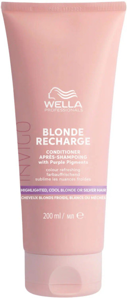 Après-shampooing Wella Blonde Recharge – 200 ml – Neutralise les reflets jaunes et nourrit les cheveux blonds