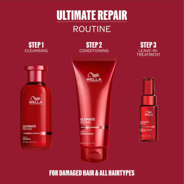Coffret soin cheveux abîmés et cassants • ultimate repair shampoo & conditioner + sérum 30 ml + trousse • wella professionals