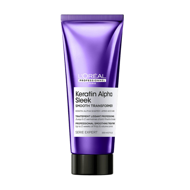 Traitement lissant professionnel pour cheveux indisciplinés et frisottis • 200 ml • Keratin Alpha Sleek Smooth Transformer