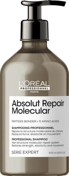Shampooing Absolut Repair Molecular 500 ml L'Oréal Professionnel – Soin lavant réparateur moléculaire pour cheveux très abîmés