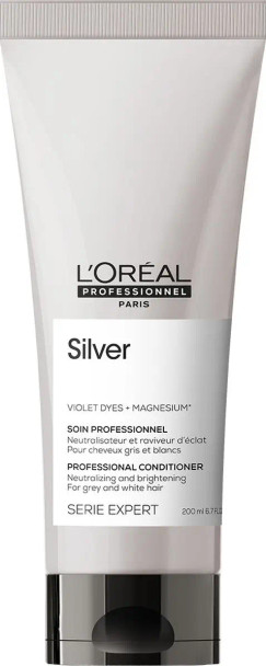 après-shampooing silver 200 ml l’oréal professionnel – soin neutralisant et raviveur d’éclat pour cheveux gris et blancs