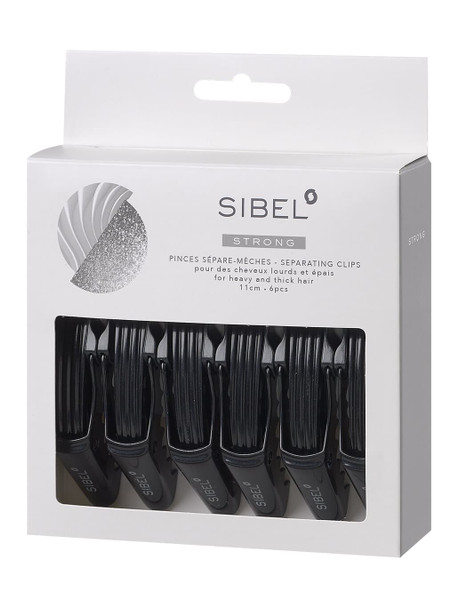 Pinces sépare-mèches professionnelles pour cheveux épais 6 pièces  • Grand modèle 11 cm • noir