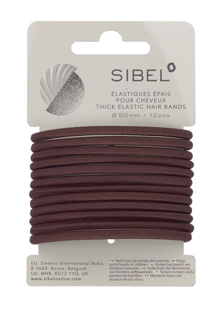 Élastiques pour cheveux épais sans anneaux métal • 50 mm Brun •  12 pièces