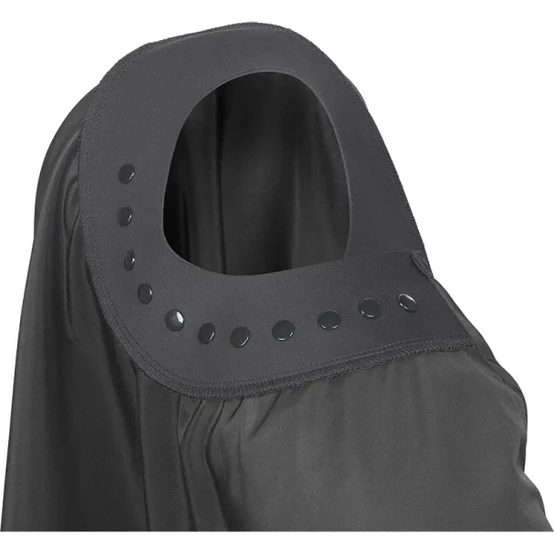 Découvrez la cape de coupe Neo de Sibel. Polyester déperlant, col en néoprène confortable et fermeture à 6 boutons-pression. Dimensions 145 x 155 cm.