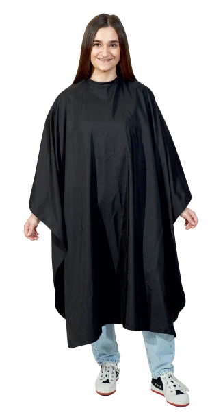 Cape de coupe professionnelle Eco Sibel noire en polyester 100 % recyclé et tissu déperlant