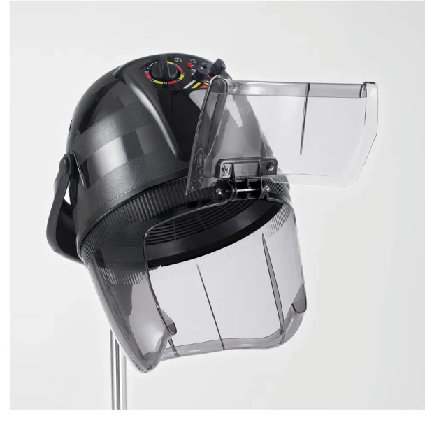 Casque de séchage professionnel Record 1200 Sthauer noir sur pied métallique réglable, puissance 1200 W