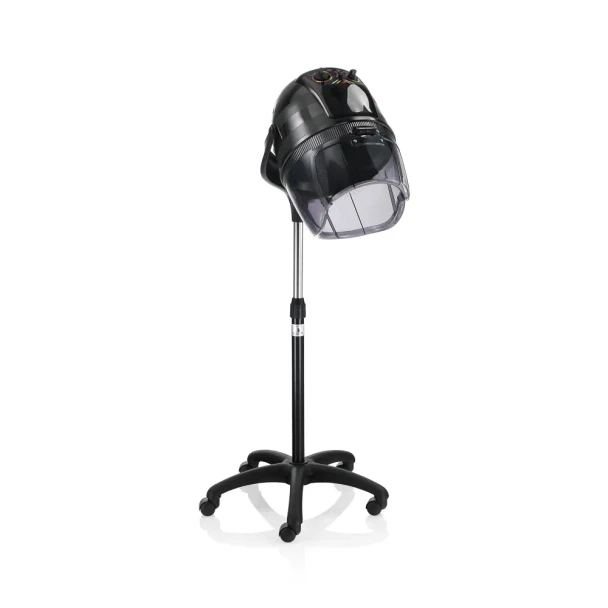 Casque de séchage professionnel Record 1200 Sthauer noir sur pied métallique réglable, puissance 1200 W