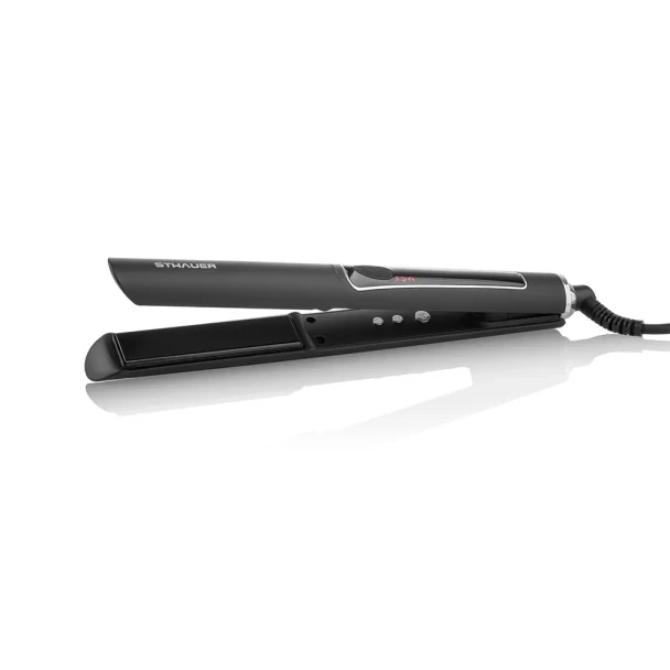 Lisseur boucleur professionnel D-Styler Pro Sthauer noir avec plaques en céramique tourmaline de 10 cm et écran LCD