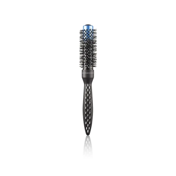 Brosse thermique ronde AerisXionic SalonXPro 25 mm avec cylindre céramique tourmaline bleu et manche carbone noir