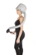 Bonnet de séchage souple gris avec tuyau flexible raccordé à un sèche-cheveux, porté sur la tête