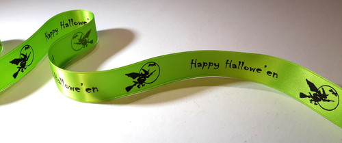 Green printed halloween ribbon