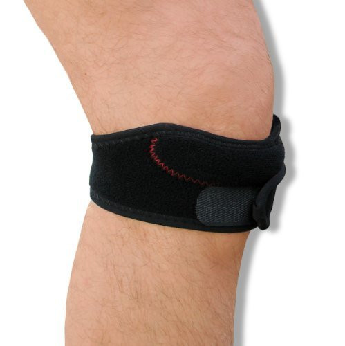 A man wearing a NeoPhysio Magnetic Therapy Patella Knee Strap. A man wearing a NeoPhysio Magnetic Therapy Patella Knee Strap.