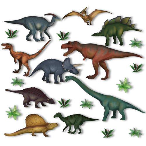 10 Dinosaur & Jurassic Plant Non-adhesive Static Stickers Window Clings