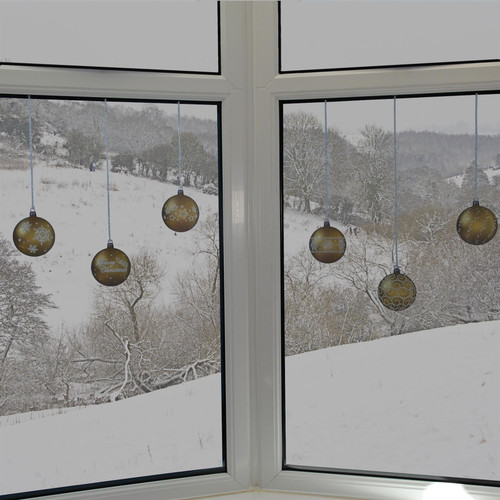 Bauble Window Stickers Clings Reusable Christmas Decorations Quick Simple Decal√