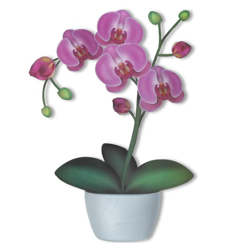 Articlings Orchid Flower Pot Static Clings Window Stickers, Decoration for Home and Garden