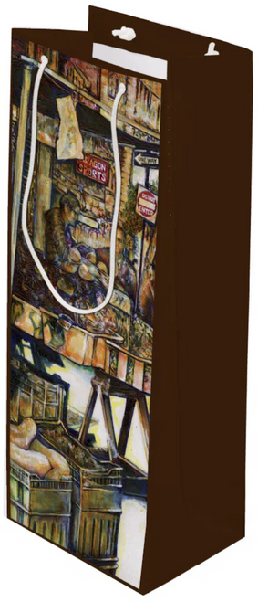 Original Painting by New York City, Fine Art Artist, Gaye Elise Beda,  Wine Gift Bag, www.gayeelisebeda.store  Check it out.