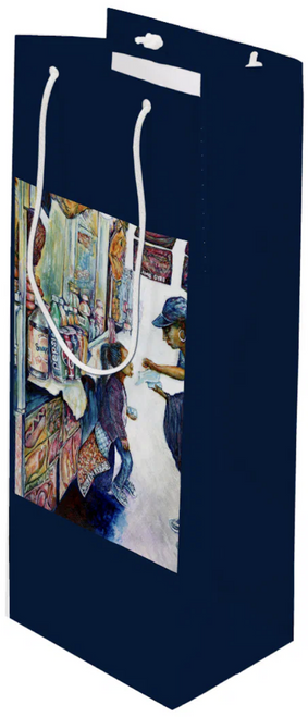 Original Painting by New York City, Fine Art Artist, Gaye Elise Beda,  Wine Gift Bag, www.gayeelisebeda.store  Check it out.