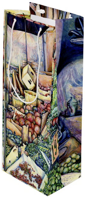 Original Painting by New York City, Fine Art Artist, Gaye Elise Beda,  Wine Gift Bag, www.gayeelisebeda.store  Check it out.