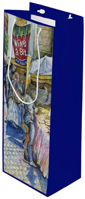 Original Painting by New York City, Fine Art Artist, Gaye Elise Beda,  Wine Gift Bag, www.gayeelisebeda.store  Check it out.