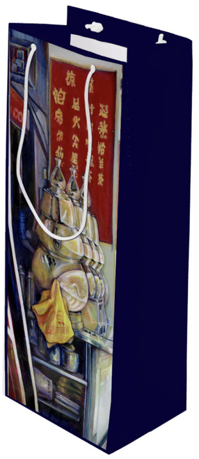 Original Painting by New York City, Fine Art Artist, Gaye Elise Beda,  Wine Gift Bag, www.gayeelisebeda.store  Check it out.