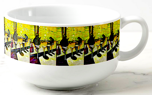 Original Painting by New York City, Fine Art Artist, Gaye Elise Beda,. Soup Mugs www.gayeelisebeda.store Check it out. 