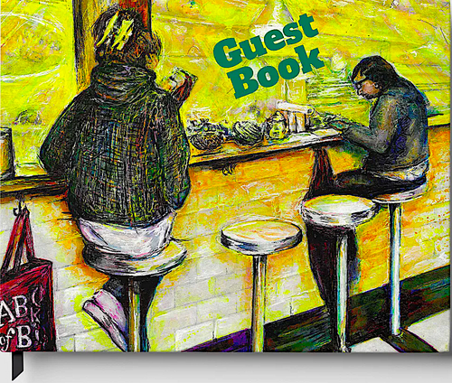 Original Painting by New York City, Fine Art Artist, Gaye Elise Beda,. Guest Books www.gayeelisebeda.store Check it out.